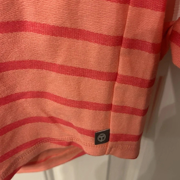 Talbots Women’s (XS) Salmon Pink Striped Pullover Stretch Bow Sleeve NWT Top - Picture 3 of 6